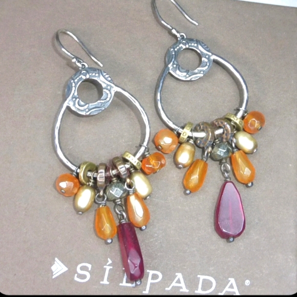 Silpada Silver Radiate Chandelier and Gemstone earrings - Picture 4 of 8
